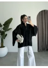Çin Düğmeli Siyah Gömlek Kimono