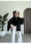Çin Düğmeli Siyah Gömlek Kimono