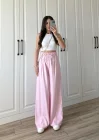 Dania Premium Pembe Tensel Palazzo Pantolon
