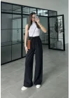 Dania Premium Siyah Tensel Palazzo Pantolon