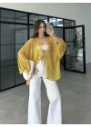 Dantel İşlemeli Hardal Bluz