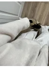 Dera Astarlı Beyaz Kürk Mont