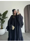 Diva Şallı Büzgülü Lacivert Elbise