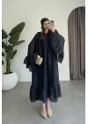 Diva Şallı Büzgülü Lacivert Elbise