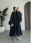 Diva Şallı Büzgülü Lacivert Elbise
