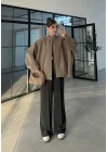 Ekstra Oversize Astarlı Haki Bamber Ceket