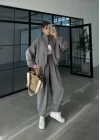Elsa Cepli Oversize Gri Bomber Takım