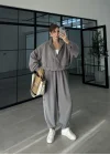 Elsa Cepli Oversize Gri Bomber Takım