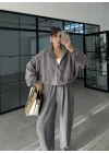 Elsa Cepli Oversize Gri Bomber Takım
