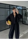 Elsa Cepli Oversize Siyah Bomber Takım