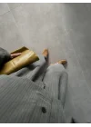 Era Oversize Çizgili Antrasit Gömlek Takım
