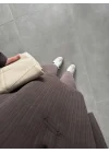 Era Oversize Çizgili Kahve Gömlek Takım