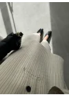 Era Oversize Çizgili Vizon Gömlek Takım