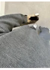 Fermuarlı Oversize Antrasit Triko Takım