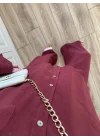 Fina Oversize Premium Keten Bordo Takım