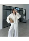 Fırfırlı Beyaz Bluz Takım