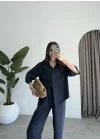 Fla Premium Tensel Lacivert Gömlek Takım