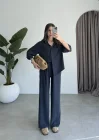Fla Premium Tensel Lacivert Gömlek Takım