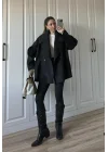 Geniş Yaka Oversize Antrasit Kaban