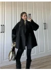 Geniş Yaka Oversize Antrasit Kaban