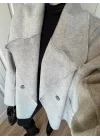 Geniş Yaka Oversize Gri Kaban