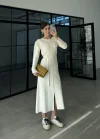 Gömlek Model Kuşaklı Ekru Triko Elbise