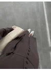 Gömlek Model Kuşaklı Kahve Triko Elbise