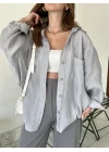 Gri Oversize Tensel Gömlek