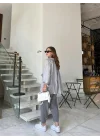 Gri Oversize Tensel Gömlek