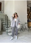 Gri Oversize Tensel Gömlek