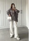 Gri Oversize Tensel Gömlek