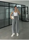 Gri Paça Lastikli Basic Eşofman Altı