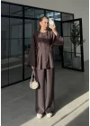 Hare Kuşaklı Kahve Pile Takım