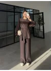 Hare Kuşaklı Kahve Pile Takım