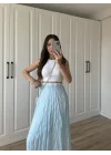 Holla Astarlı Kırışık Bebe Mavi Tül Etek