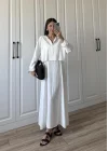 İthal Kumaş Premium Askılı Beyaz Gömlek Elbise