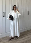 İthal Kumaş Premium Askılı Beyaz Gömlek Elbise