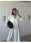 İthal Kumaş Premium Askılı Beyaz Gömlek Elbise