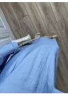 İthal Kumaş Premium Askılı Mavi Gömlek Elbise
