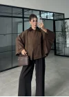 Kadife Yaka Kahve Panço Trenç