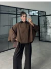 Kadife Yaka Kahve Panço Trenç