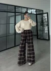 Kahve Ekose Desenli Pantolon