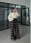 Kahve Ekose Desenli Pantolon