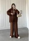 Kahve Gofre Gömlek Takım