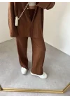 Kahve Gofre Gömlek Takım