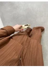 Kahve Gofre Gömlek Takım