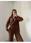 Kahve Gofre Gömlek Takım