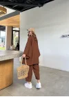 Kahve Gofre Kimono Takım