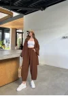 Kahve Gofre Kimono Takım