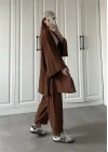 Kahve Gofre Kimono Takım